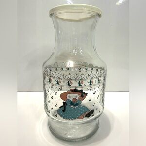 Anchor Hocking Vintage Juice Carafe with Cat Illustration – 1988 – With Lid